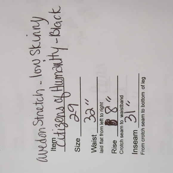 Citizens of Humanity Avedon Stretch Black Low Rise Skinny Jeans, Size 29 EUC USA - Picture 6 of 7